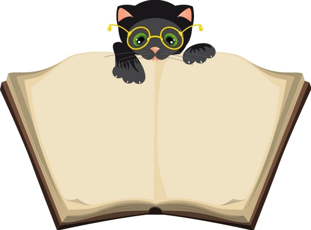 Кот ученый с открытой книгой